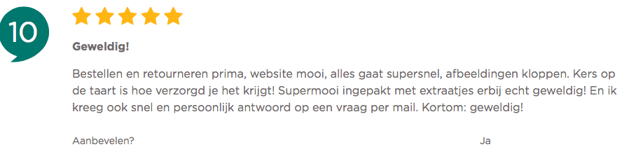 klanten beoordelen zilver.nl met een 10 